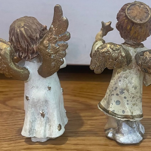 Decorative ceramic angel figurines, set of 2