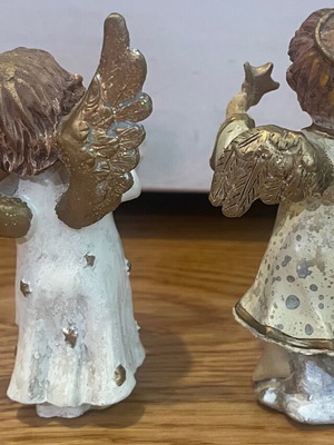 Decorative ceramic angel figurines, set of 2