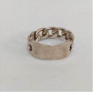 Vintage Ασημένιο Δαχτυλίδι με Σχήμα Ταυτότητας