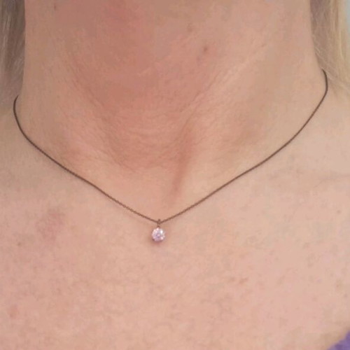 Necklace with pink zircon in oxidized 925 silver like new, minimal