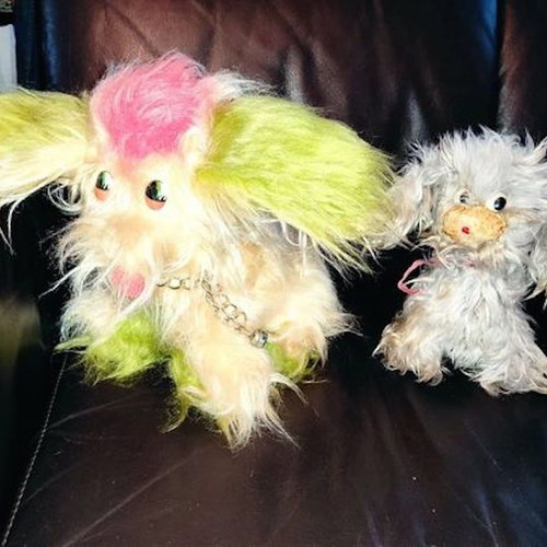 El Greco plush dogs used, 1960s, height 25 and 30 cm