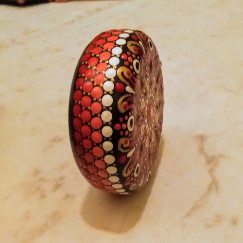 Handmade Mandala Stone new, plaster decorative with painted design