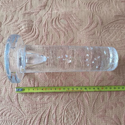 Vintage Kosta Boda candlestick made of clear glass with bubbles, like new