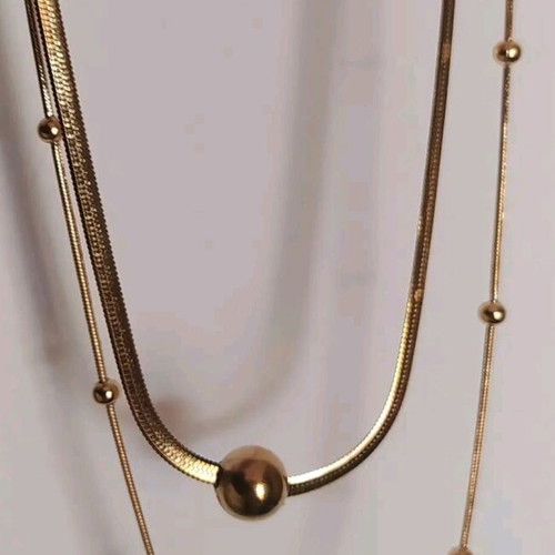 Double chain new, stainless steel, gold color