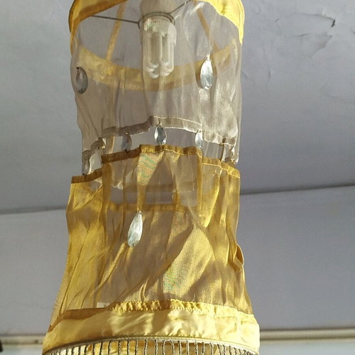 Fabric lamp with strass and decorative edges and middle, new