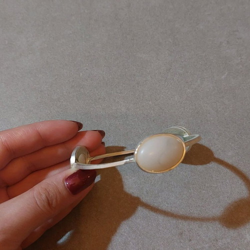 Bracelet bangle women's silver with marble design stones like new
