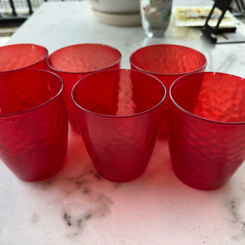 Glasses used, cheerful red, set of 6 pieces
