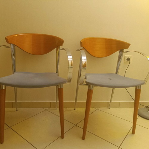 Kitchen chairs used with metal frame and wooden backrest