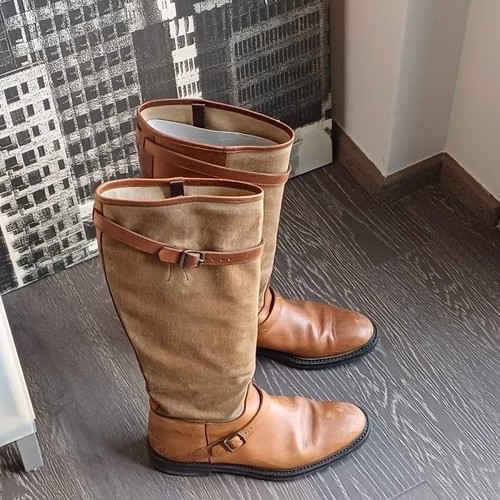 Regain riding boots handmade used, leather and fabric