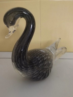 FM Konstglas vintage crystal swan with Fumato technique