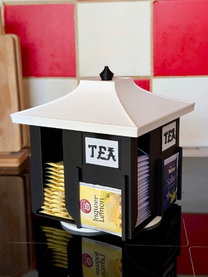 Tea Box διακοσμητικό organizer 4 θέσεων καινούργιο για κουζίνα και coffee corner