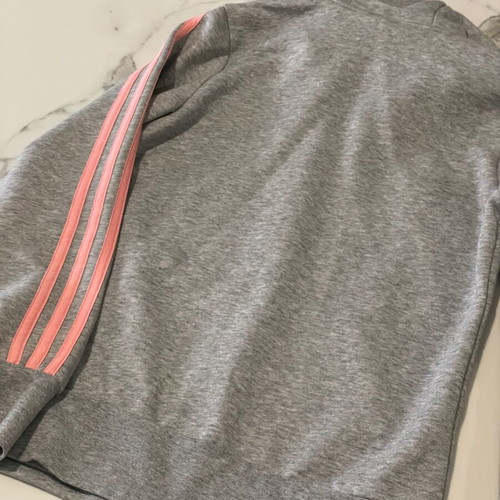 Adidas sweatshirt jacket size S gray with salmon stripes like new