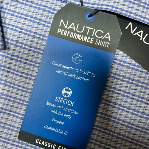 Nautica Stretch Classic Fit Shirt Large 16-34/35 new, 100% cotton