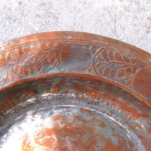 Antique copper plate used with decoration