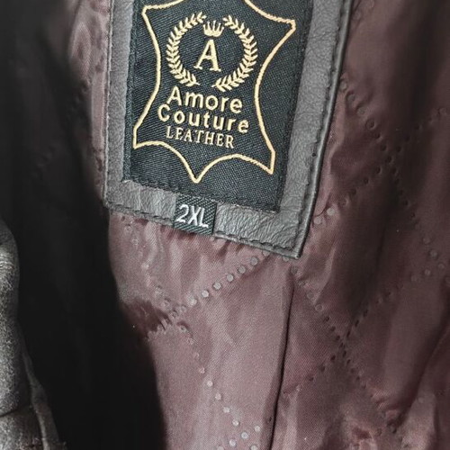 Men's leather jacket used, dark brown, XXL