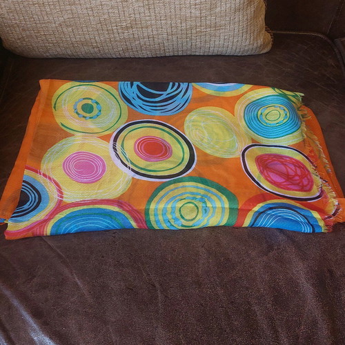 Colorful large scarf like new, shawl, pareo