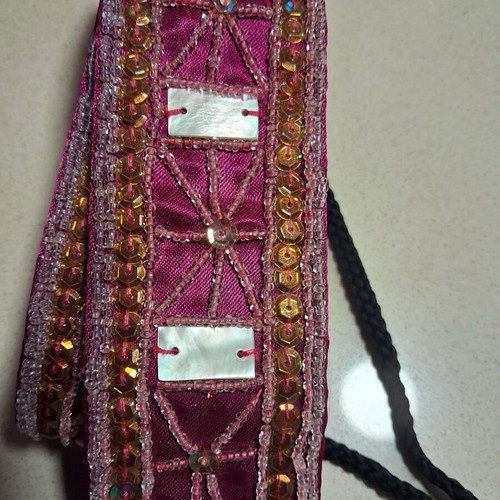 Ethnic Boho Handmade Belt like new, adjustable, fuchsia and burgundy