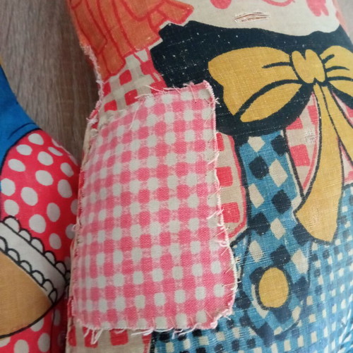 Vintage Raggedy Andy and Clara children's plush pillows used 1970's