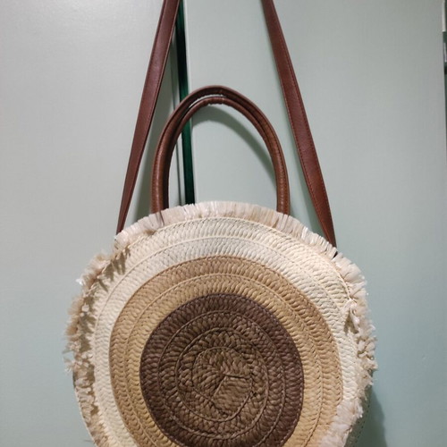 Achilleas Accessories straw shoulder and handbag, beige and brown