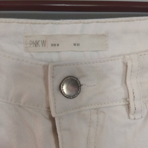 Pink Woman fitted denim skirt new, white, size M