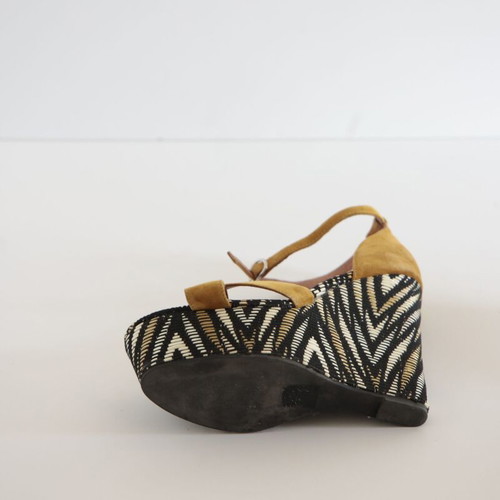 Jeffrey Campbell summer platform sandals, brown multicolor, size 38