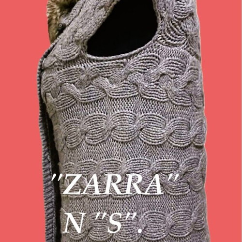 Knit sleeveless sweater Zara size S like new, gray with fur