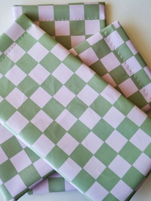 Flying Tiger glasses cases set of 3, green and white checkerboard