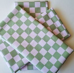 Flying Tiger glasses cases set of 3, green and white checkerboard
