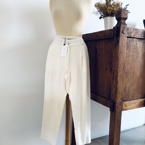 High-waisted linen pants The Line Project new, ecru, size XS