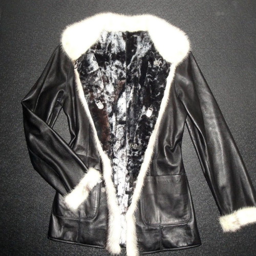 Handmade reversible leather and real fur coat, size M