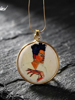 Pendant New Handmade Egon Schiele "Self-Portrait with Hands on Chest"