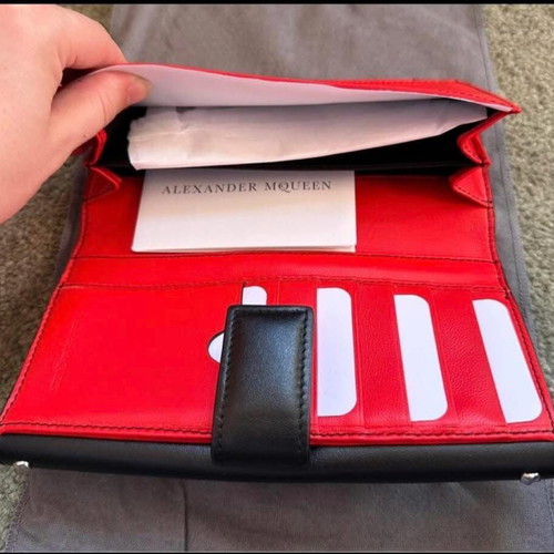 Alexander McQueen wallet like new, hand-painted leather, colorful