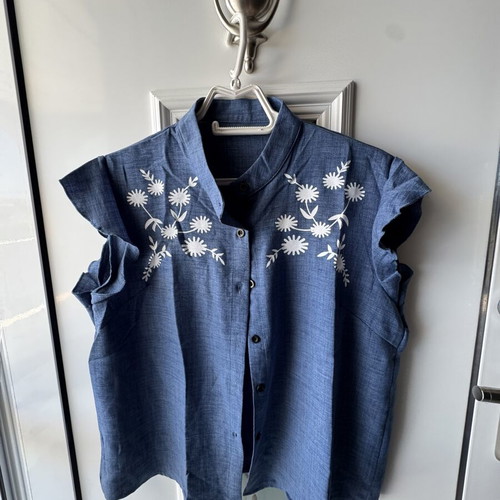 Women's Thin Denim Shirt new, blue, size XXL