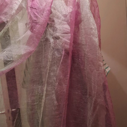 Curtain 200x280 semi-transparent organza style purple pink silver like new