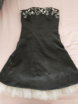 Strapless dress Morgan and Co. black with white tulle like new, size S