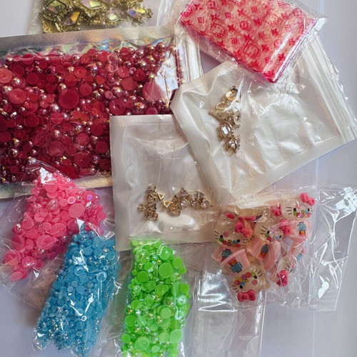 Nail charms like new with rhinestones and stickers