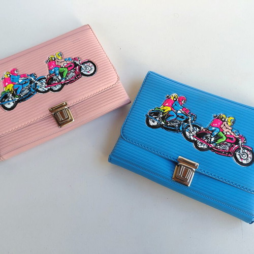 Greek-made school folder pencil cases, 1980s, two colors