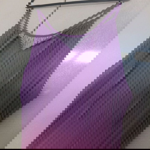 Μάξι φόρεμα πλισέ καινούργιο, ντεγκραντέ αποχρώσεις μοβ ροζ, one size