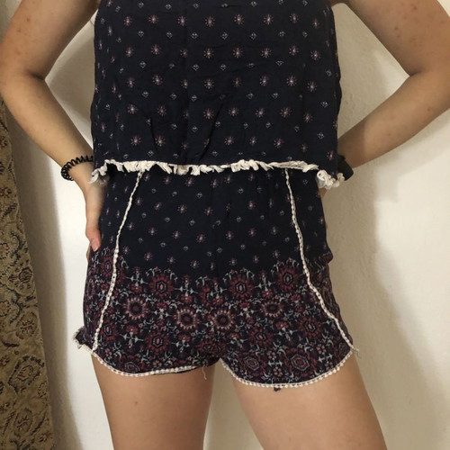 Bershka floral strapless romper like new, size S