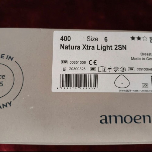 Amoena Natura Xtra Light 2SN silicone breast prosthesis new
