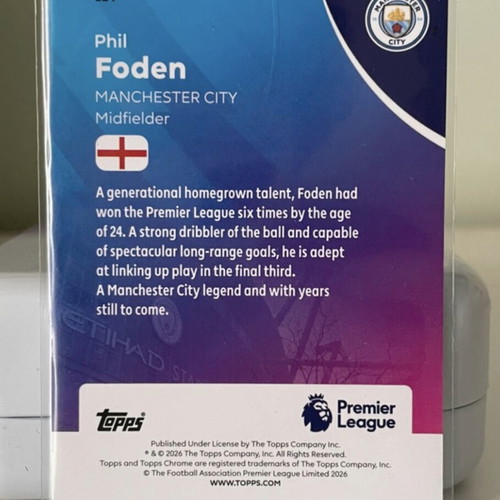 Topps Chrome Premier League Κάρτα Phil Foden Καινούργιο