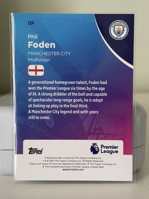 Topps Chrome Premier League Κάρτα Phil Foden Καινούργιο
