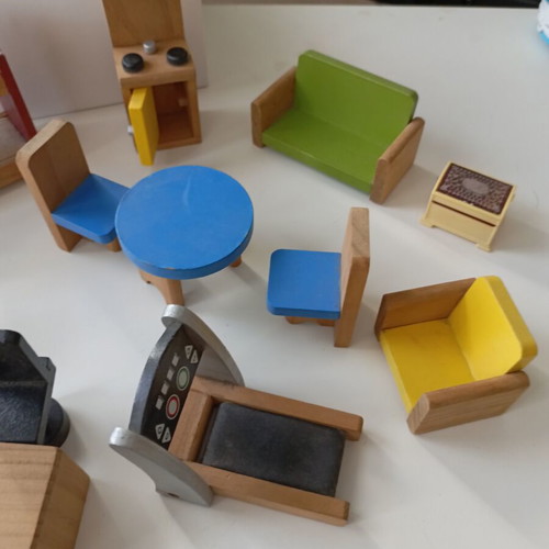 ELC Wooden Dollhouse Furniture Set used