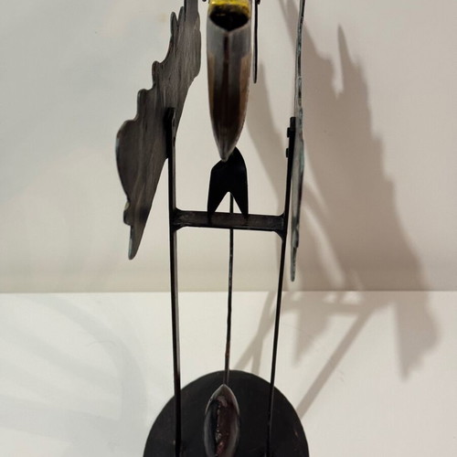 Vintage style folk art pendulum with fisherman in boat used