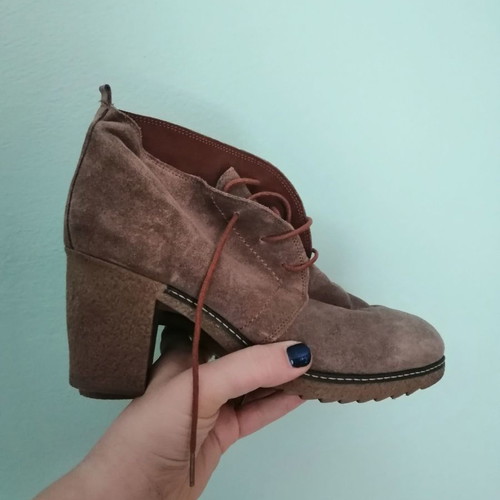 Leather anatomical ankle boots used, brown, size 41, 8 cm heel