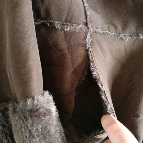 Brown suede coat new, thin with velvet lining, size XL