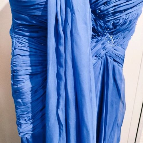 Long dress used, blue, size 46 with slit and scarf