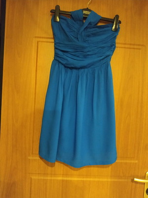 Strapless dress Bershka used, blue, size M