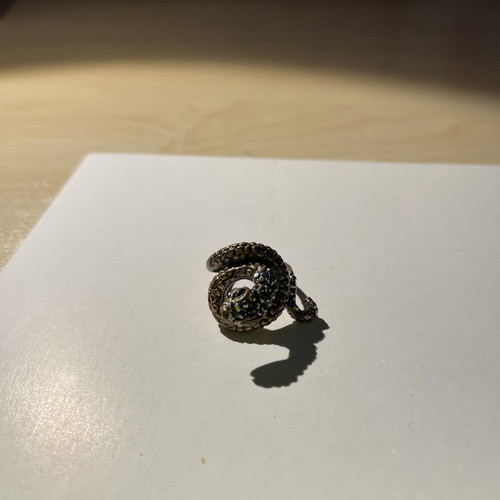 Faux bronze ring used with snake design and strass