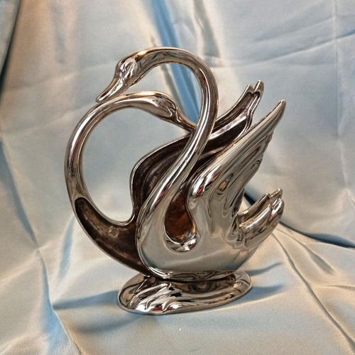 Silverplated Swan Napkin Holder used with box, vintage design